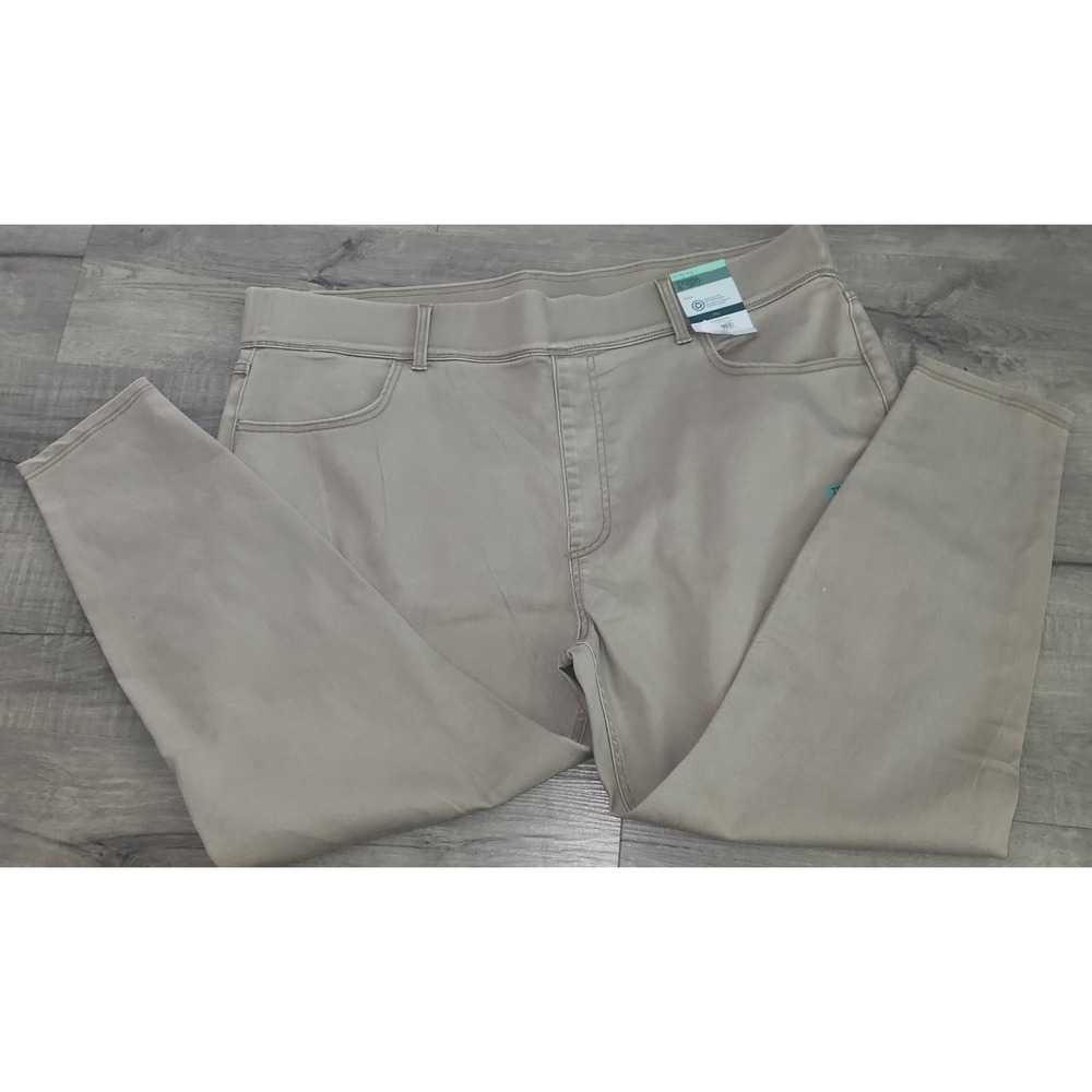Terra & Sky Quinn Wash Pull On Skinny Jeggings Khaki  Plus Size 3X 24W-26W‎ Nwt